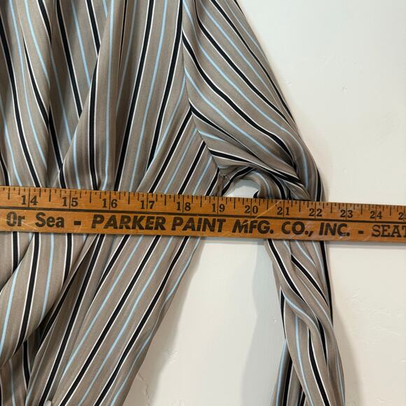 Free People Women's Arlo Top Blouse Long Sleeve Wrap Stripe Medium Gray Blue - Picture 6 of 8